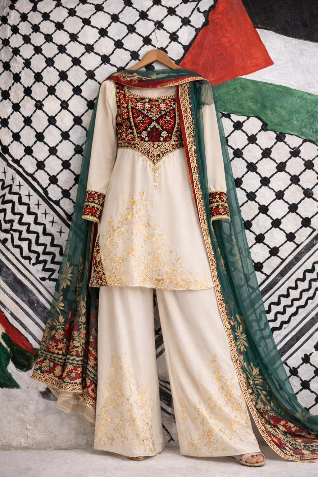 Iranian Flasteena Contrast Palazzo Set for Women