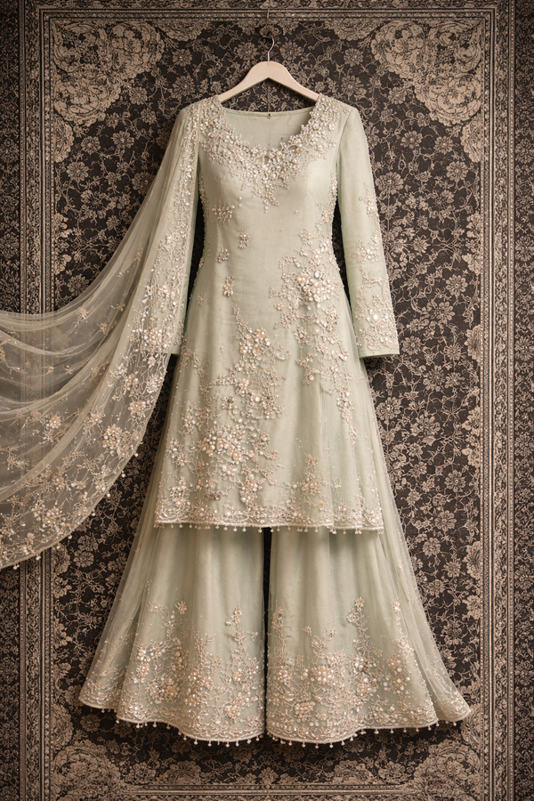 Celestial Mint Noor Ensemble for Women