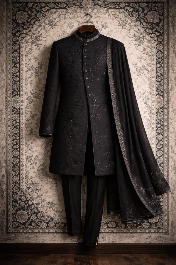 Noor e Rizwan Noir Regal Sherwani for Men
