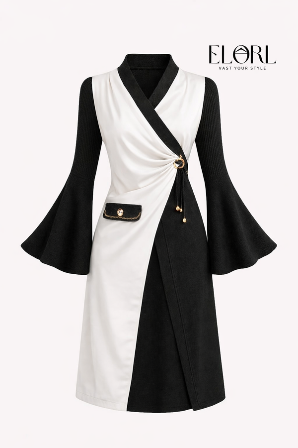 Eloria Midnight Ivory Wrap Dress